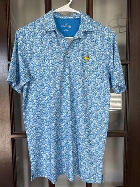 Masters Kids Youth XL Light Blue Printed Golf Polo with Masters Logo